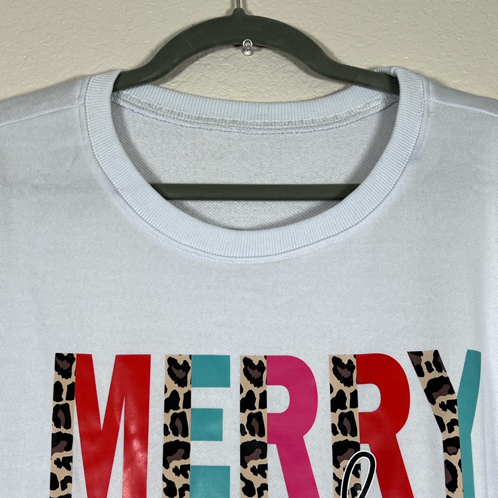 White “Merry and Bright” sweater, size 2X - Picture 2 of 5